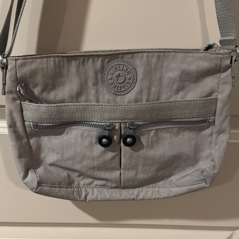 Gray Crossbody Bag with Logo